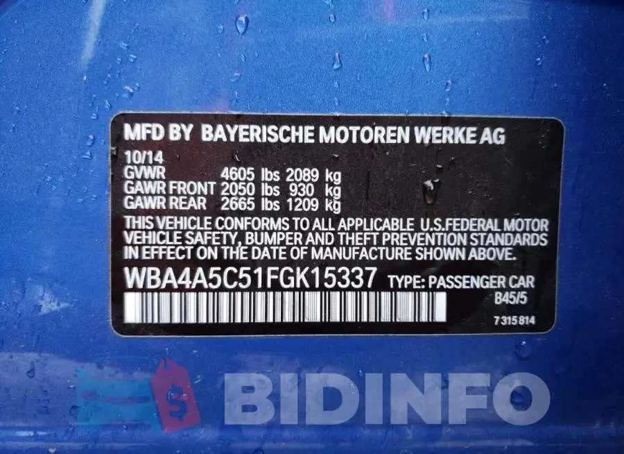 WBA4A5C51FGK15337 Photo# 13