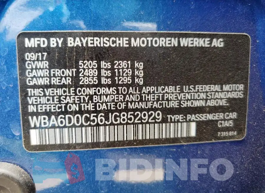 WBA6D0C56JG852929 Photo# 12