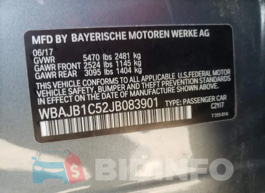 WBAJB1C52JB083901 Photo# 12