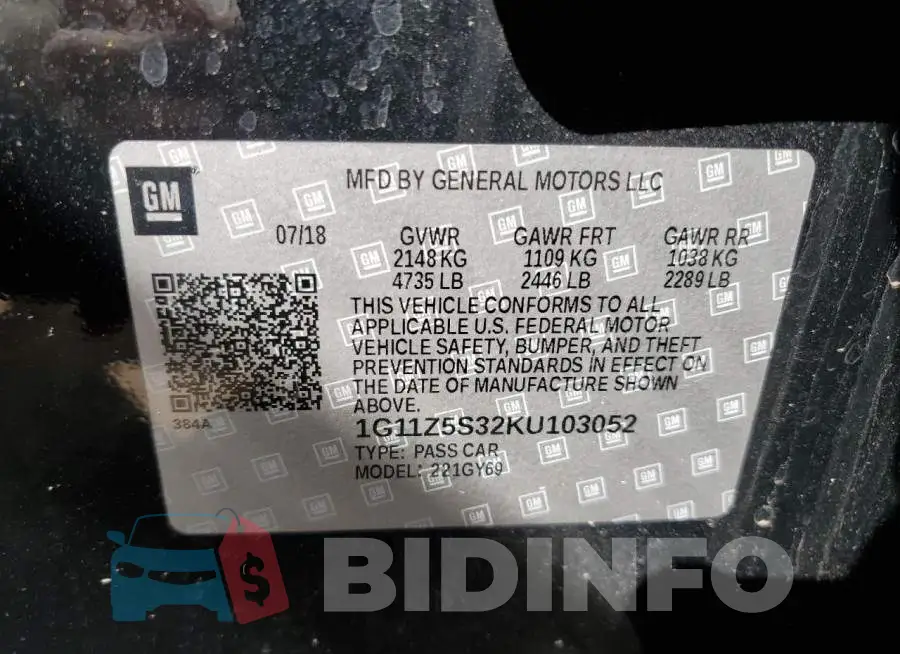 1G11Z5S32KU103052 Photo# 13