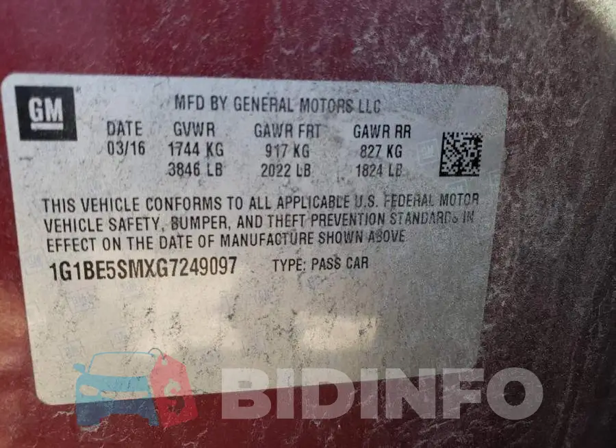 1G1BE5SMXG7249097 Photo# 12