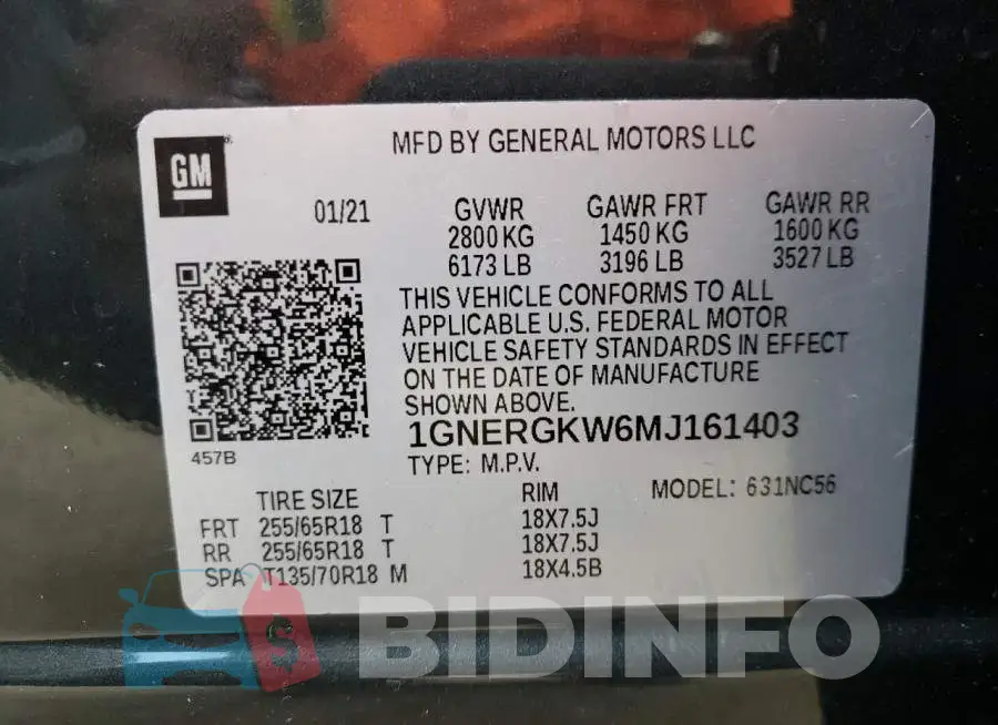1GNERGKW6MJ161403 Photo# 13
