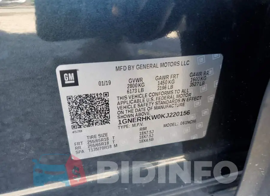 1GNERHKW0KJ220156 Photo# 10