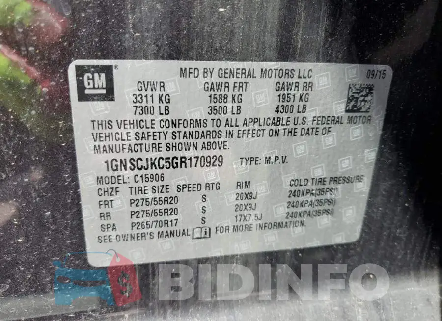 1GNSCJKC5GR170929 Photo# 13