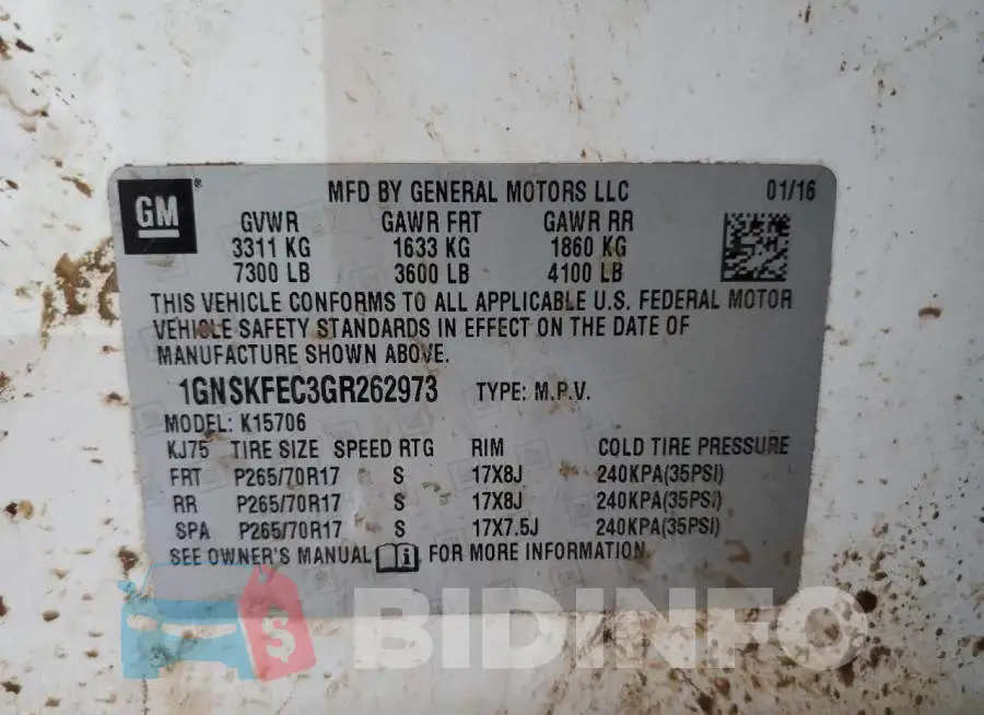 1GNSKFEC3GR262973 Photo# 12
