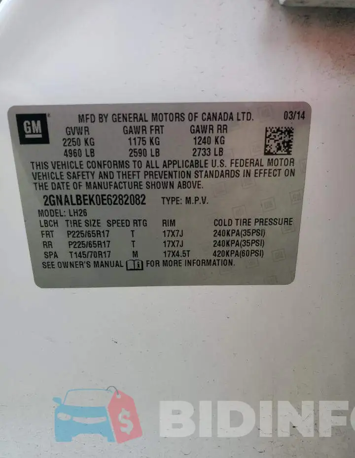2GNALBEK0E6282082 Photo# 13