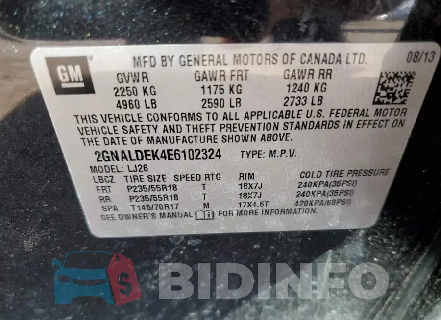 2GNALDEK4E6102324 Photo# 13