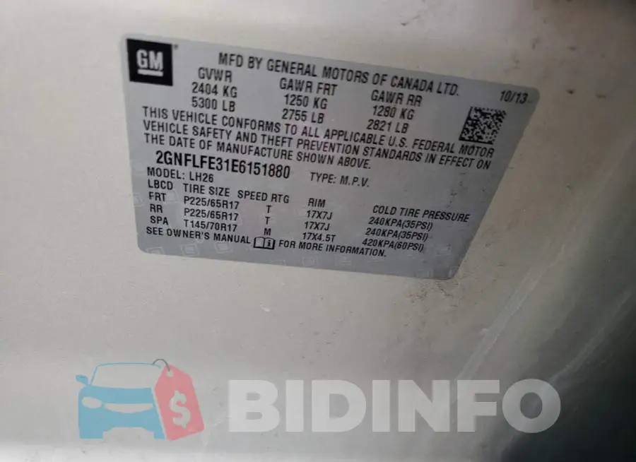 2GNFLFE31E6151880 Photo# 13