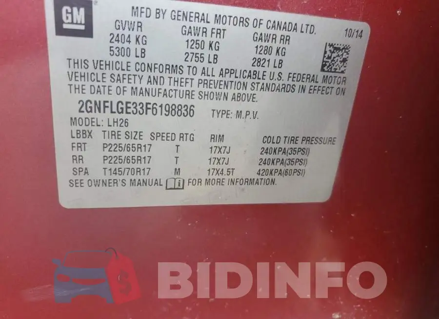 2GNFLGE33F6198836 Photo# 13