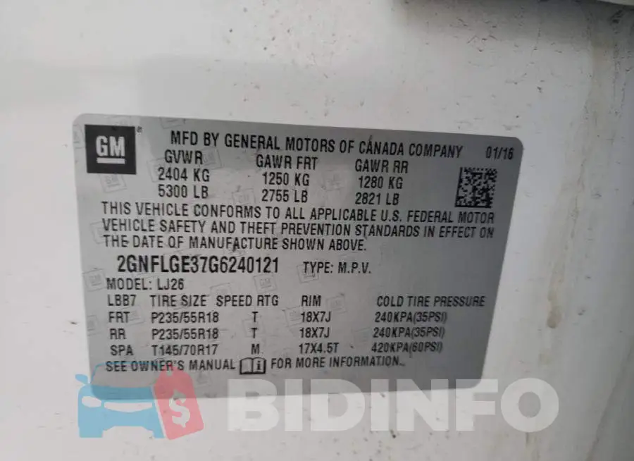 2GNFLGE37G6240121 Photo# 12