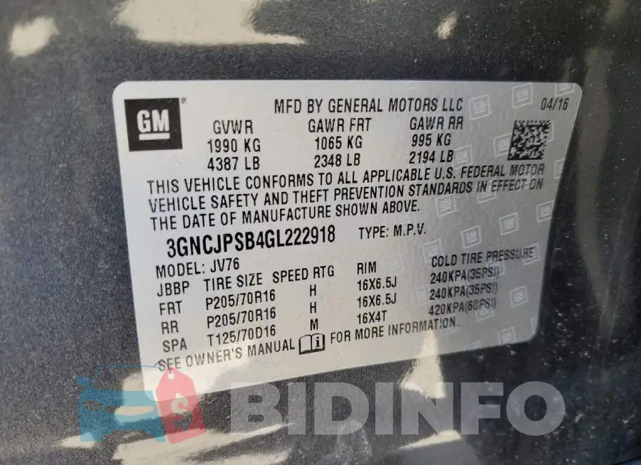 3GNCJPSB4GL222918 Photo# 13