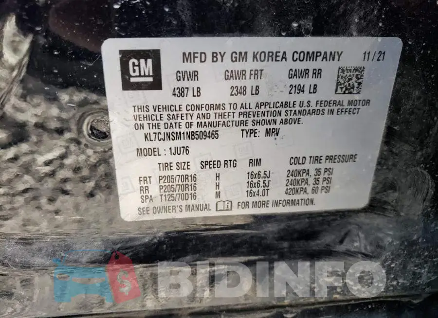 KL7CJNSM1NB509465 Photo# 13