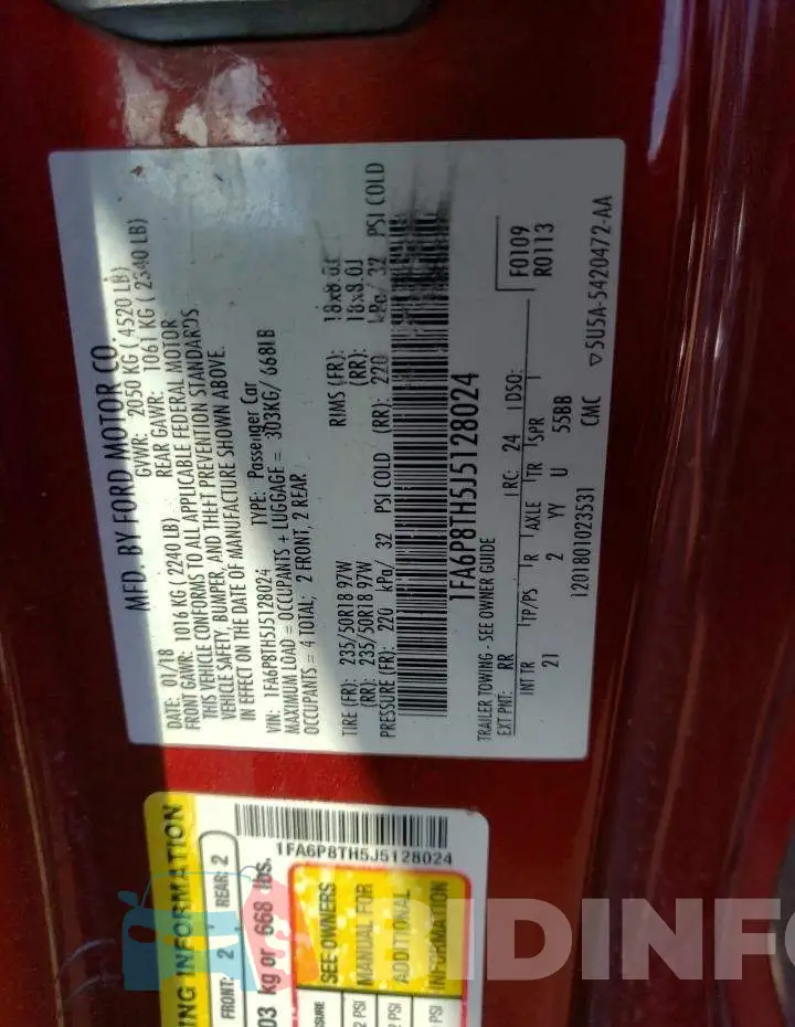 1FA6P8TH5J5128024 Photo# 10