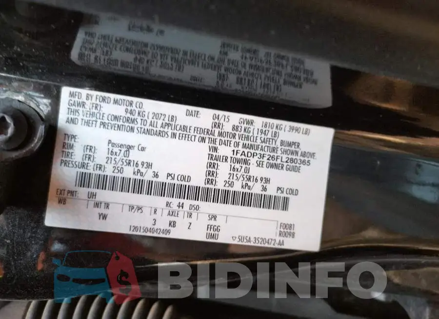 1FADP3F26FL280365 Photo# 12