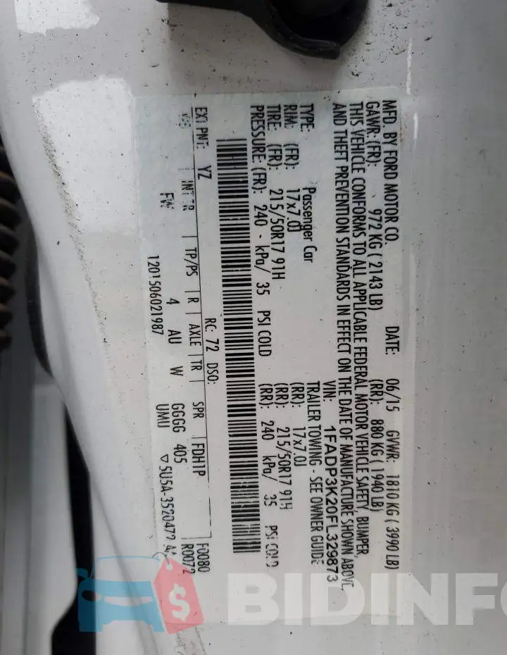 1FADP3K20FL329873 Photo# 12