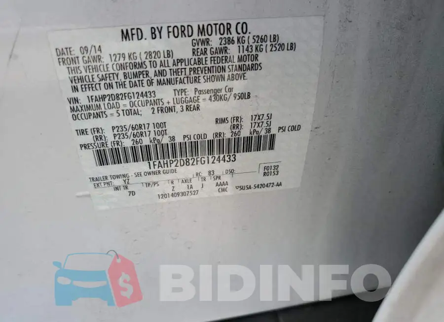1FAHP2D82FG124433 Photo# 13