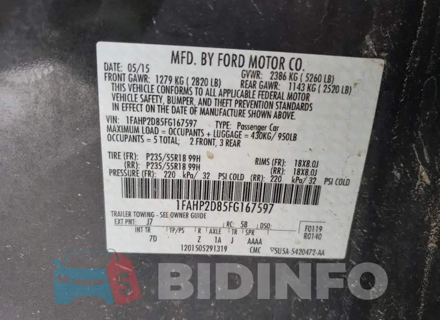 1FAHP2D85FG167597 Photo# 12