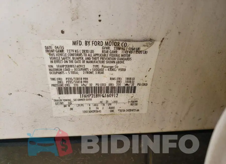 1FAHP2E89FG160912 Photo# 12