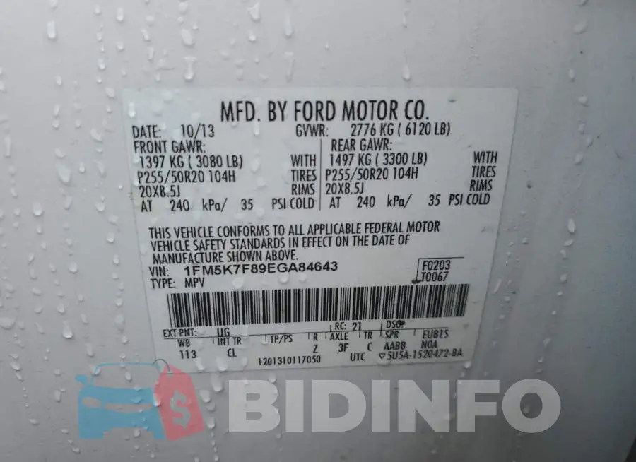 1FM5K7F89EGA84643 Photo# 13