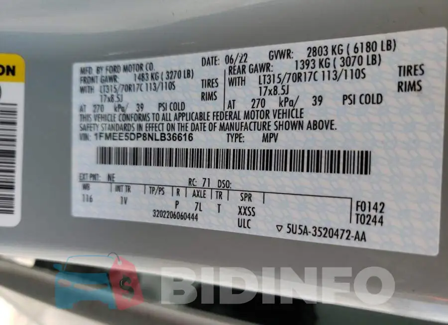 1FMEE5DP8NLB36616 Photo# 14