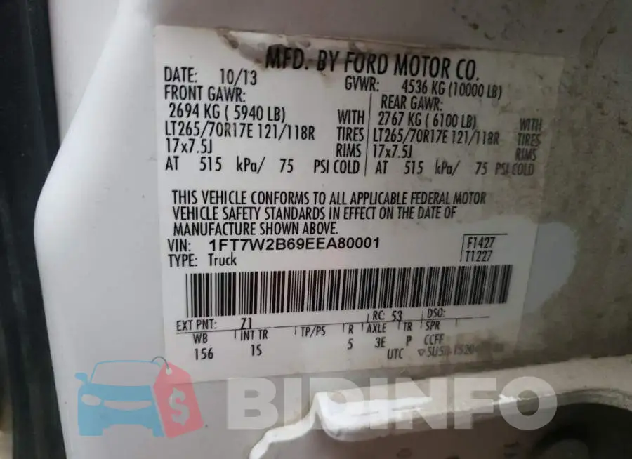 1FT7W2B69EEA80001 Photo# 12