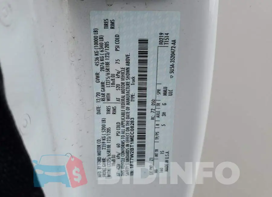 1FT7W2BT1MEC08283 Photo# 12