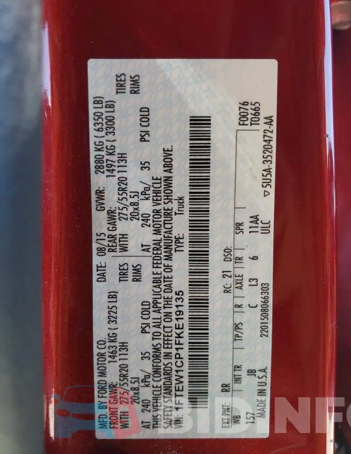 1FTEW1CP1FKE19135 Photo# 13