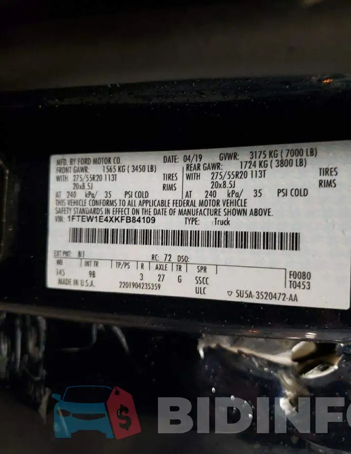 1FTEW1E4XKFB84109 Photo# 13