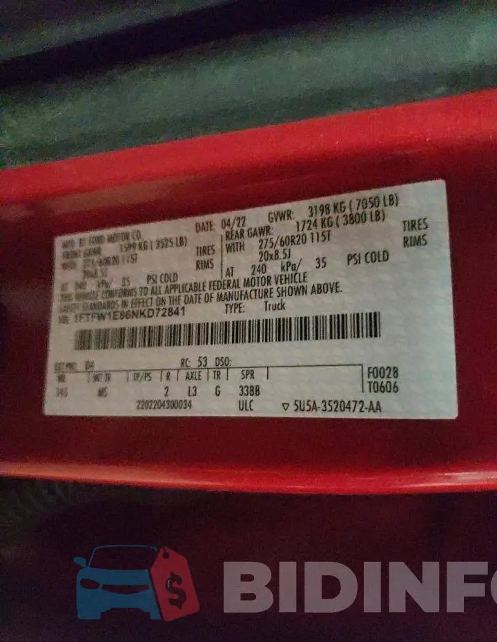 1FTFW1E86NKD72841 Photo# 12