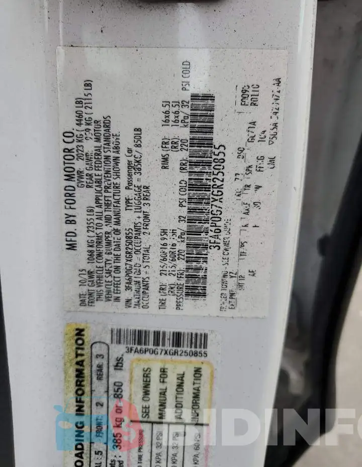 3FA6P0G7XGR250855 Photo# 12