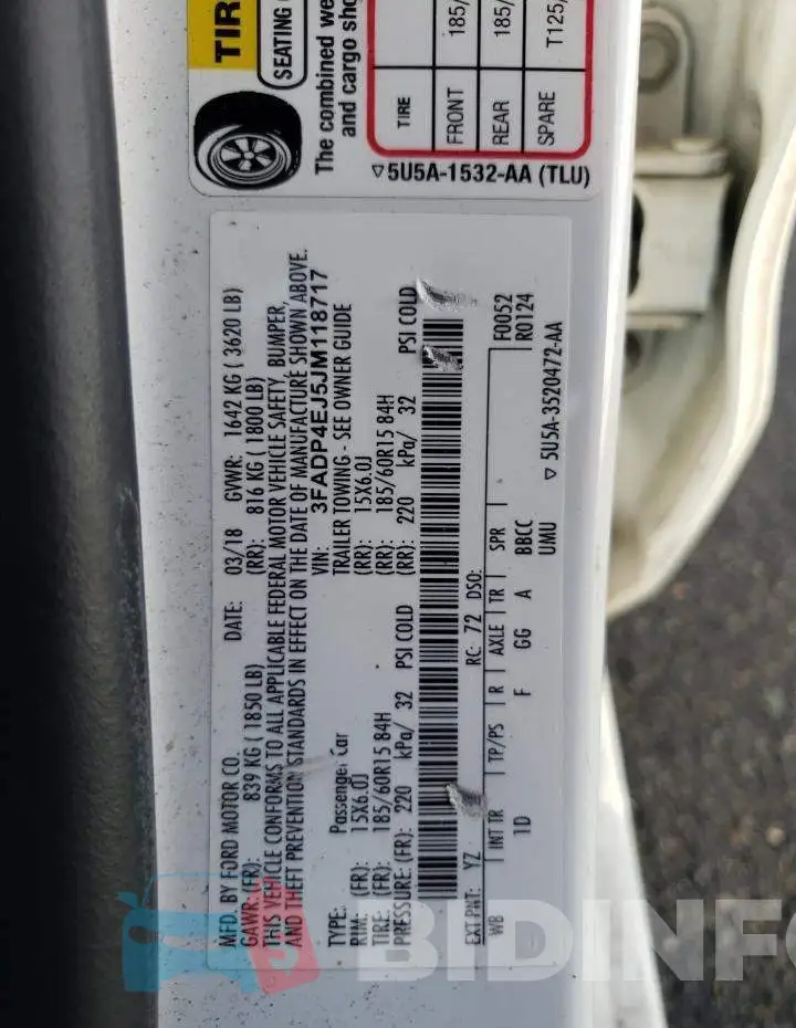 3FADP4EJ5JM118717 Photo# 12