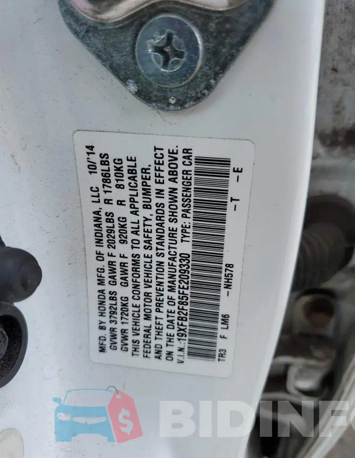 19XFB2F85FE209330 Photo# 12