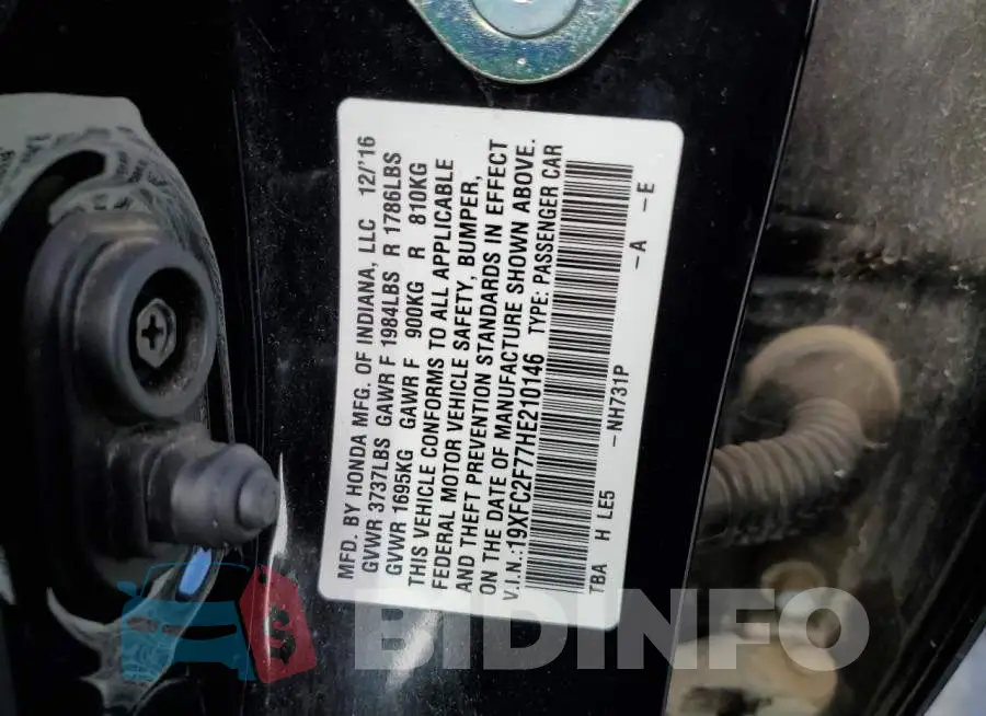 19XFC2F77HE210146 Photo# 12