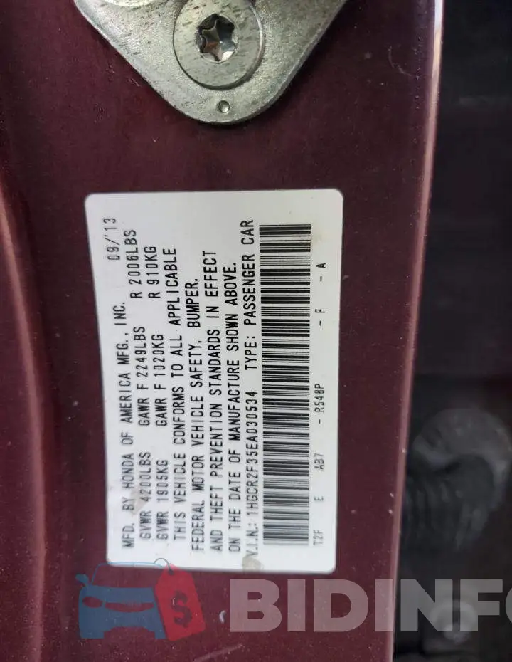 1HGCR2F35EA030534 Photo# 12