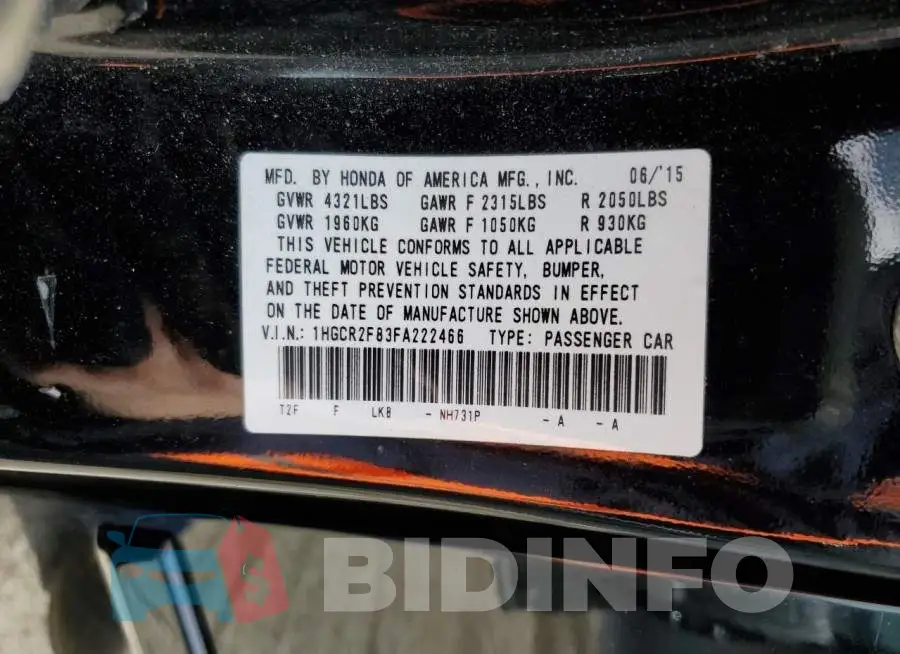 1HGCR2F83FA222466 Photo# 13