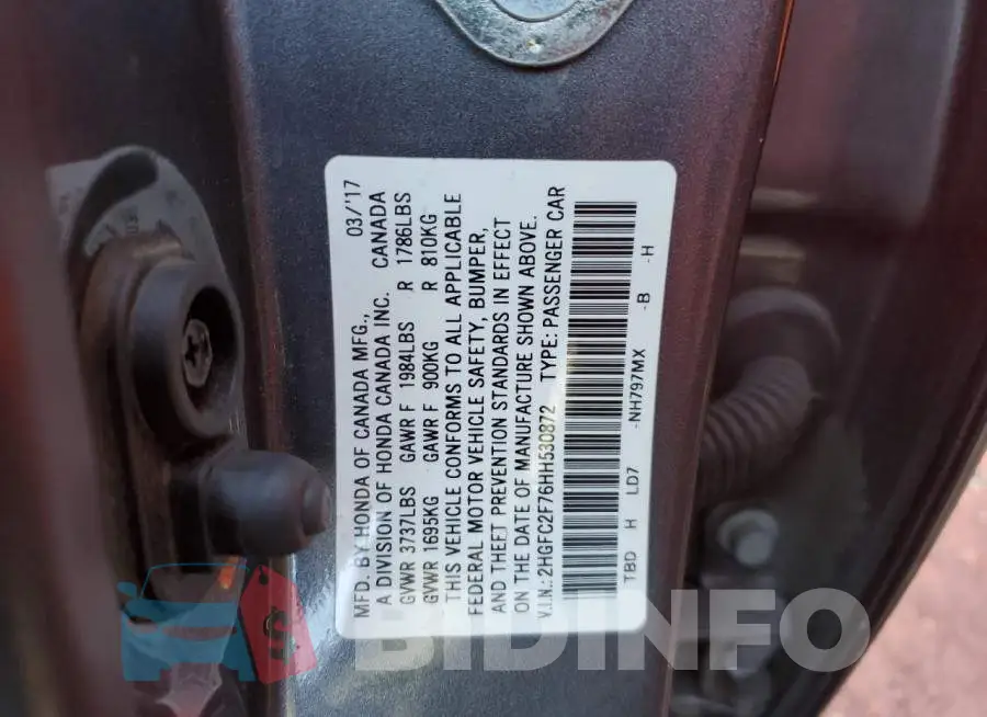2HGFC2F76HH530872 Photo# 12