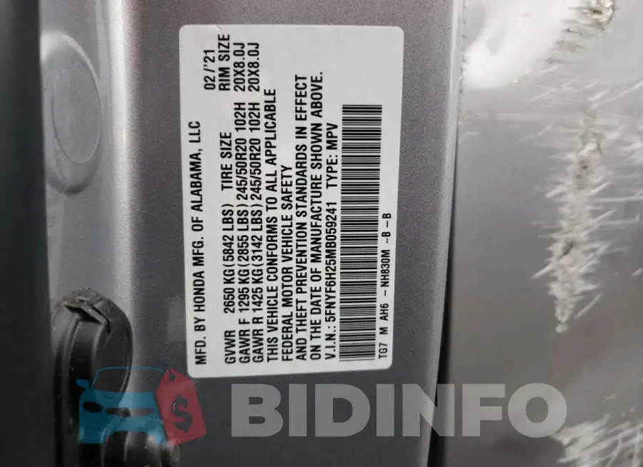 5FNYF6H25MB059241 Photo# 13
