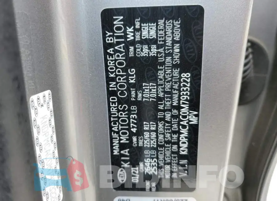 KNDPMCAC0M7933228 Photo# 13