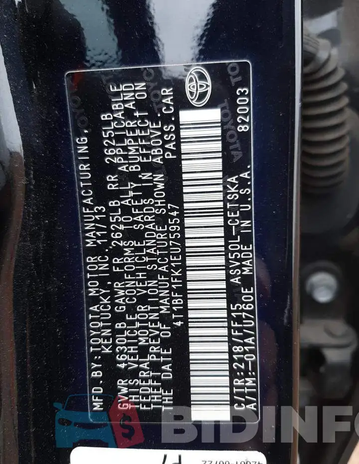 4T1BF1FK1EU759547 Photo# 12