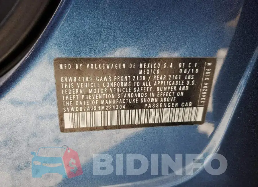 3VWDB7AJ9HM234204 Photo# 12