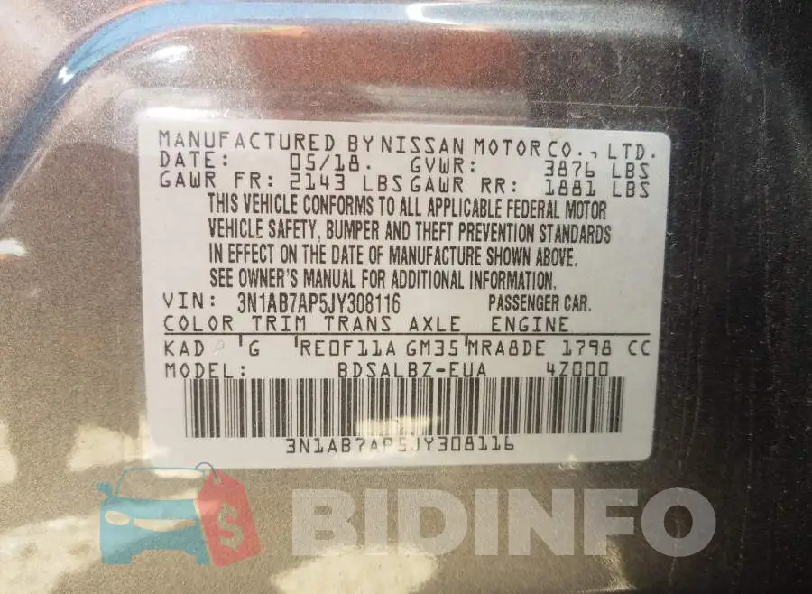 3N1AB7AP5JY308116 Photo# 10