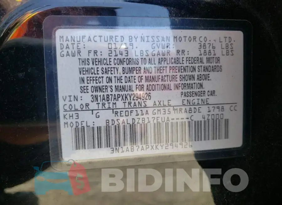 3N1AB7APXKY294926 Photo# 12