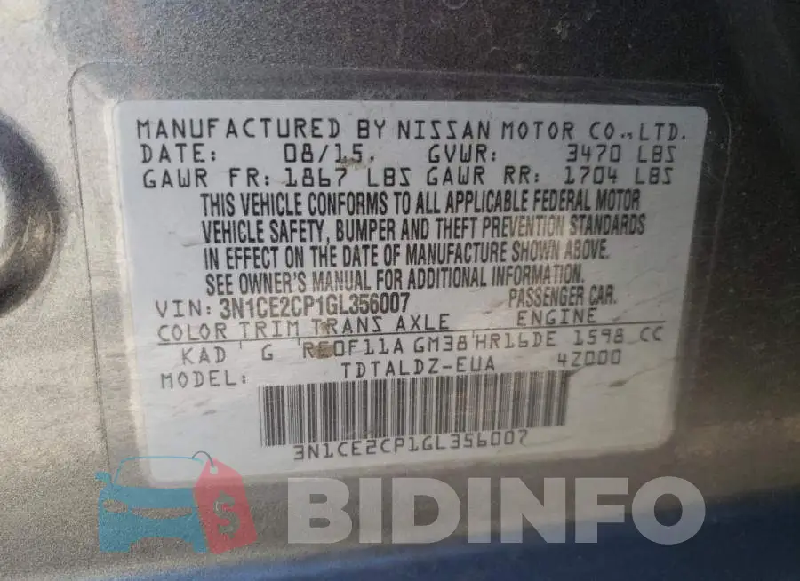 3N1CE2CP1GL356007 Photo# 12