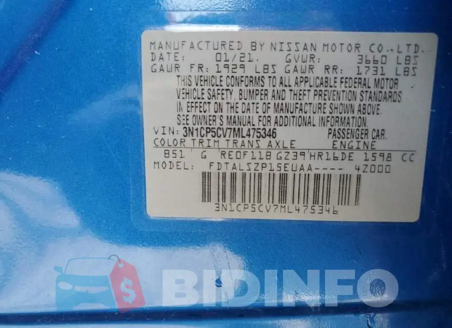 3N1CP5CV7ML475346 Photo# 14