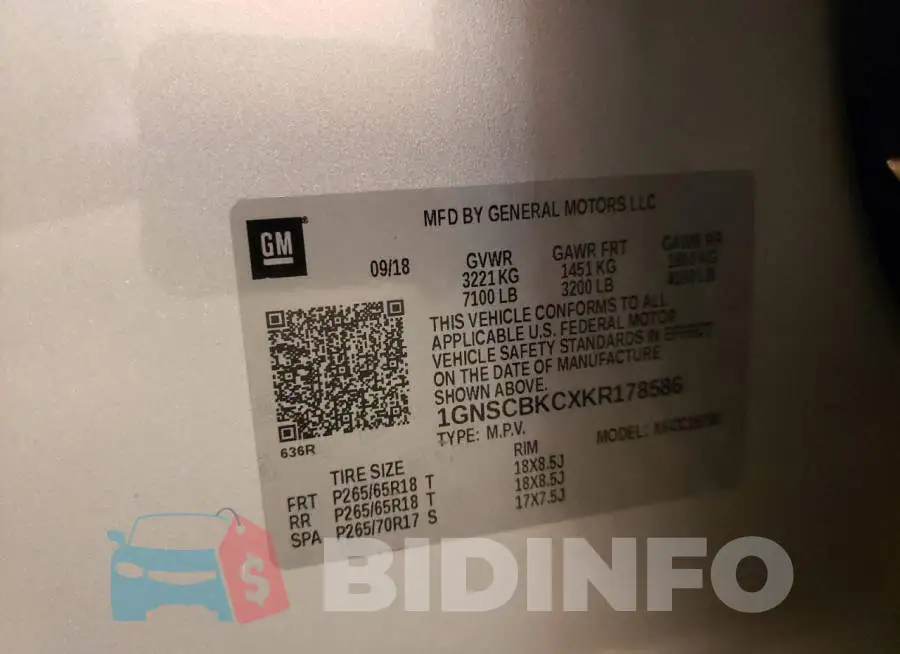 1GNSCBKCXKR178586 Photo# 14