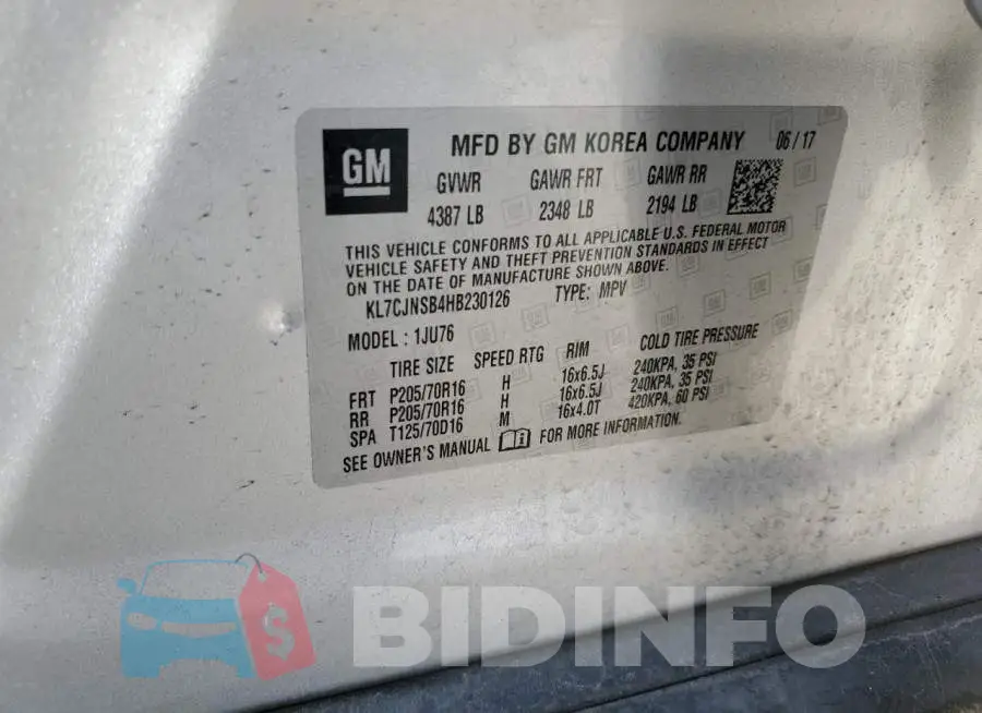 KL7CJNSB4HB230126 Photo# 13
