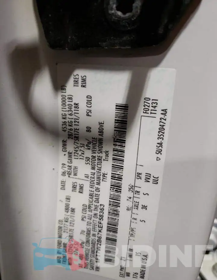 1FT7W2B67KEF58363 Photo# 12