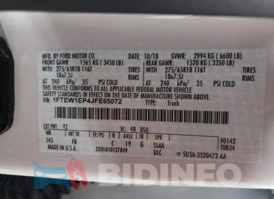 1FTEW1EP4JFE65072 Photo# 13