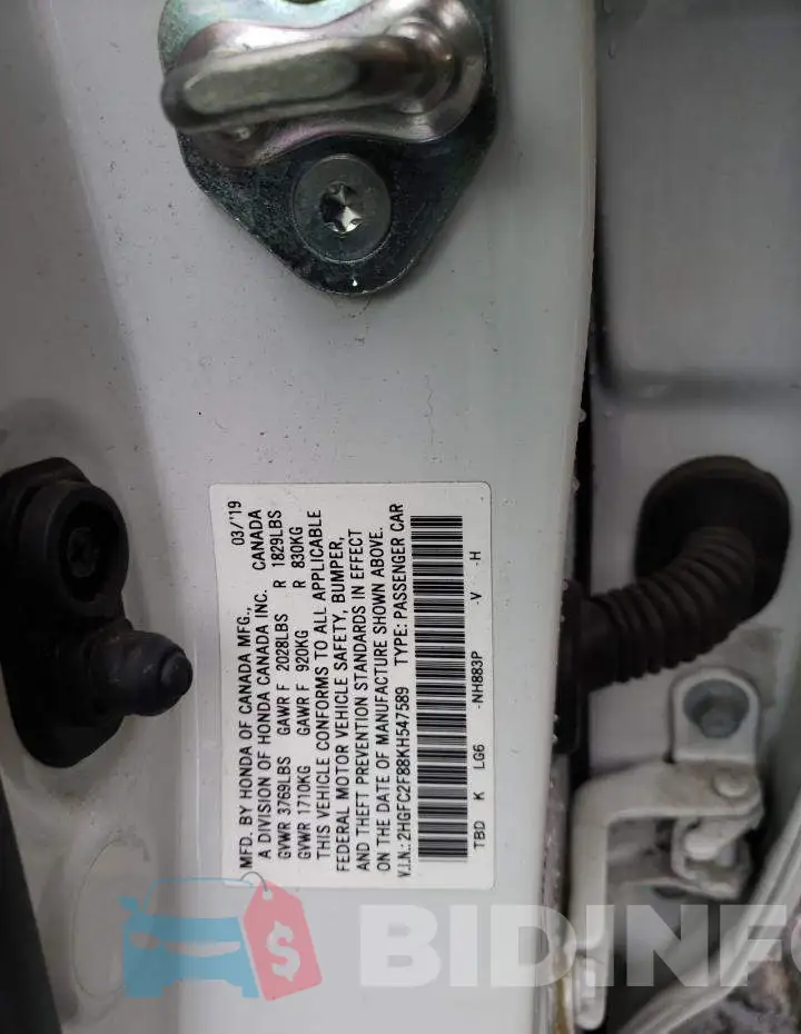 2HGFC2F88KH547589 Photo# 13