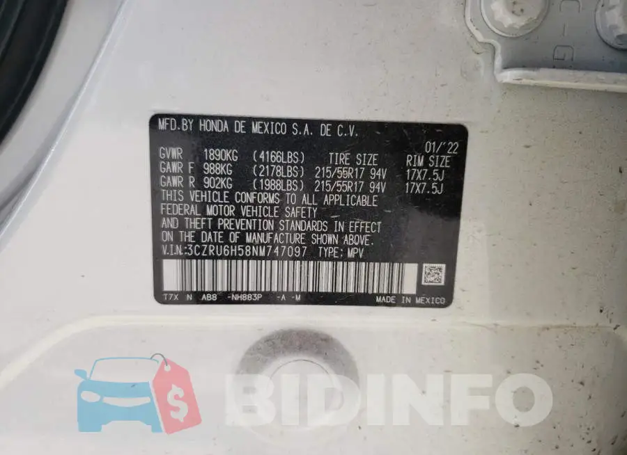 3CZRU6H58NM747097 Photo# 12
